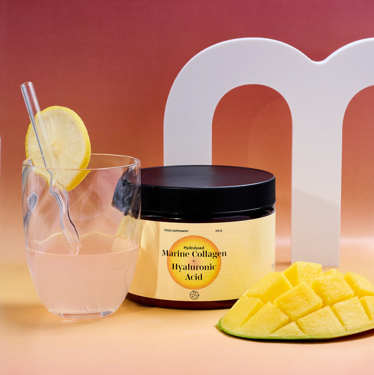 Hydrolisiertes Fischkollagen mit Hyaluronsäure und Vitamine E und C (Mangogeschmack)