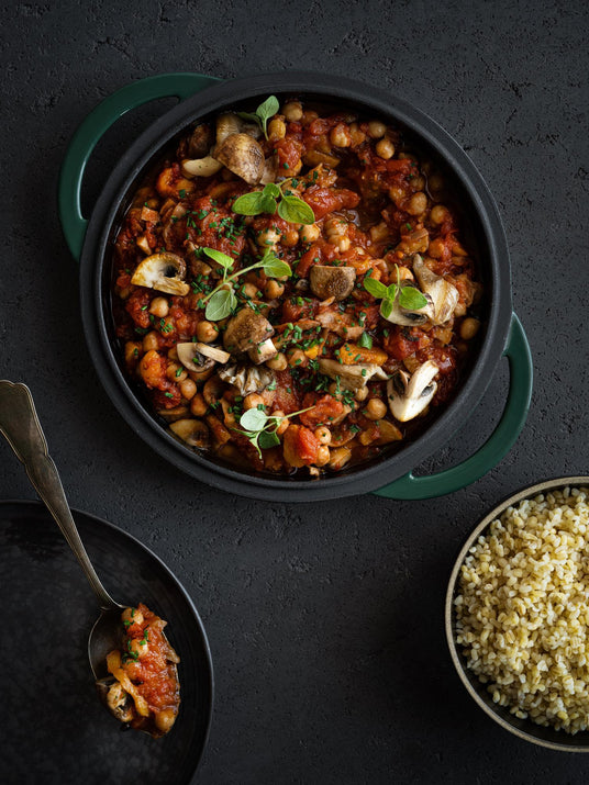 Vegetarische Pilzpfanne mit Kichererbsen und Austernseitlingen