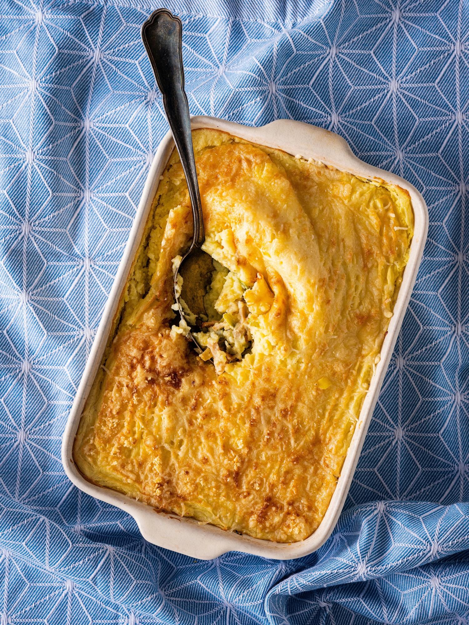 Kartoffelauflauf mit Schinken und Lauch