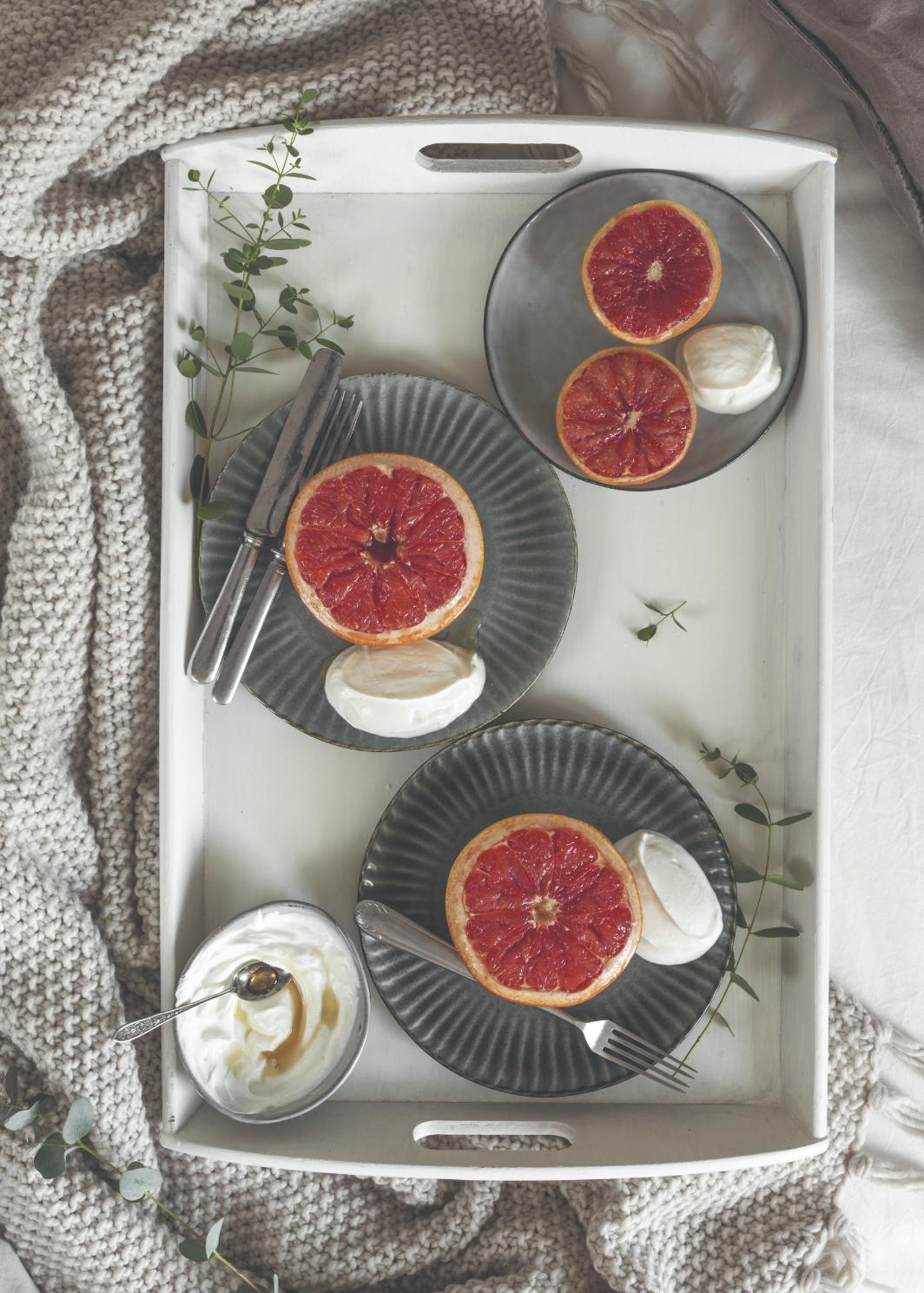 Gebackene Grapefruit mit Ricotta