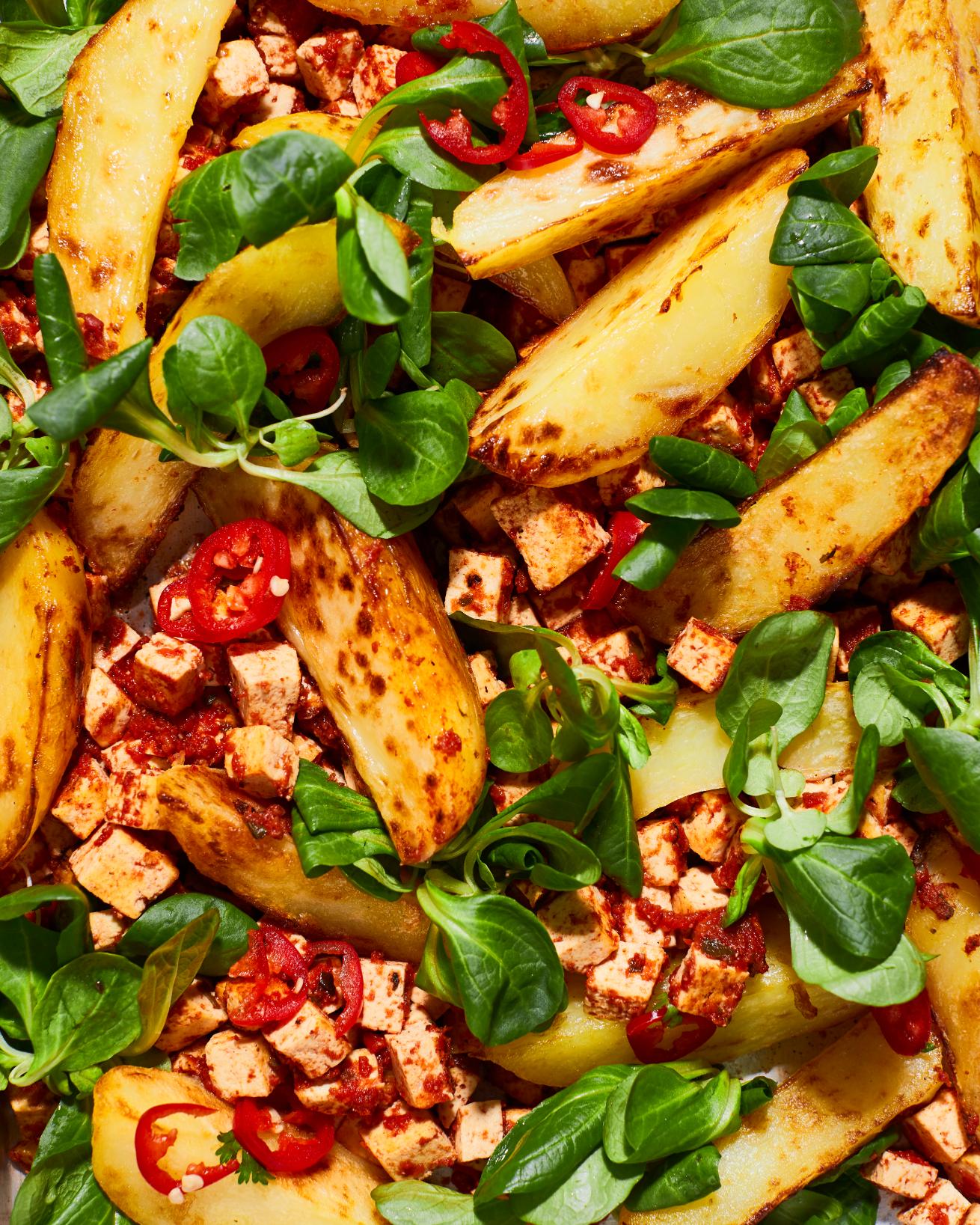 Hash mit Tofu und Tomaten