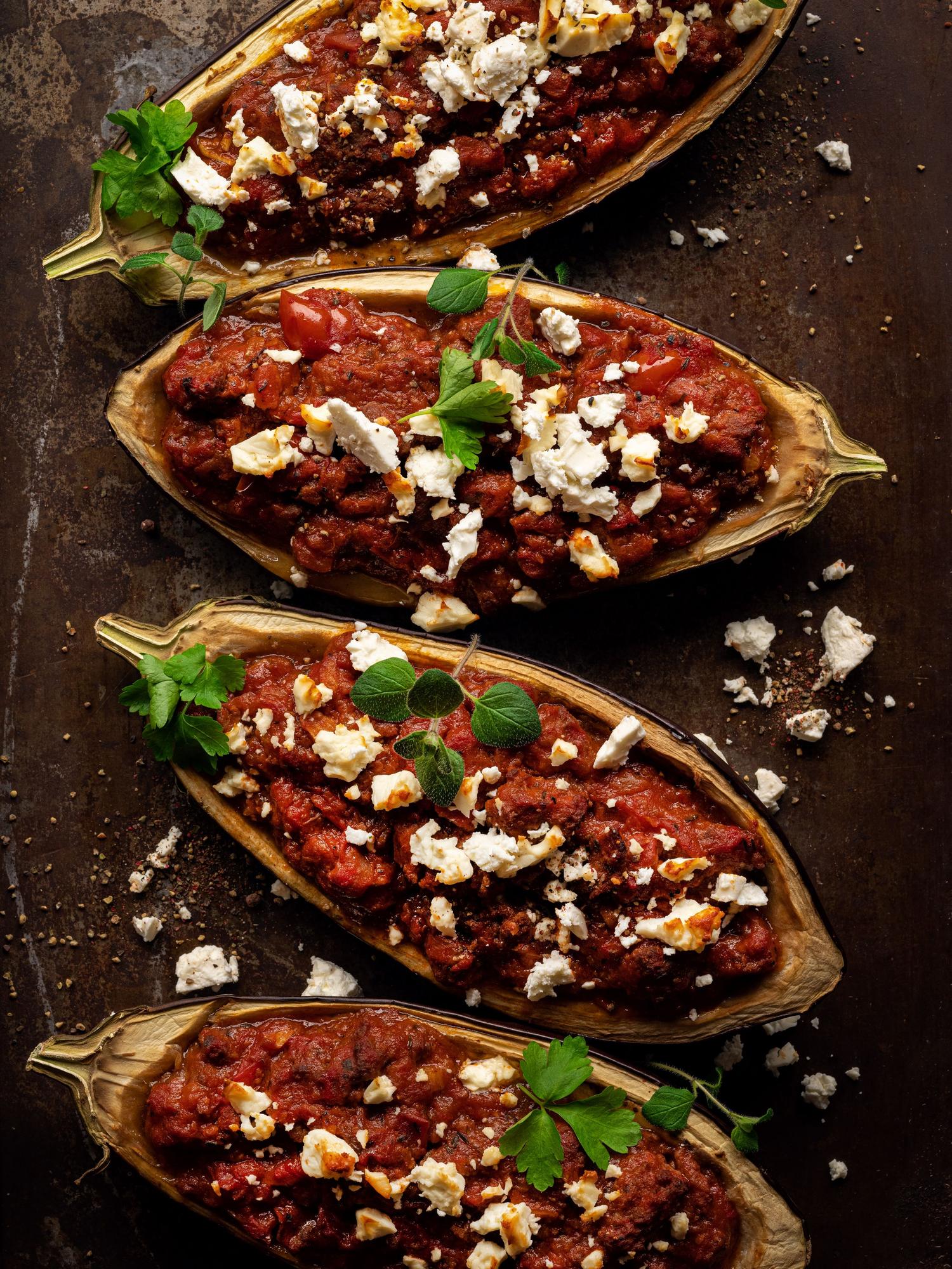 Aubergine mit Hackfleischfüllung