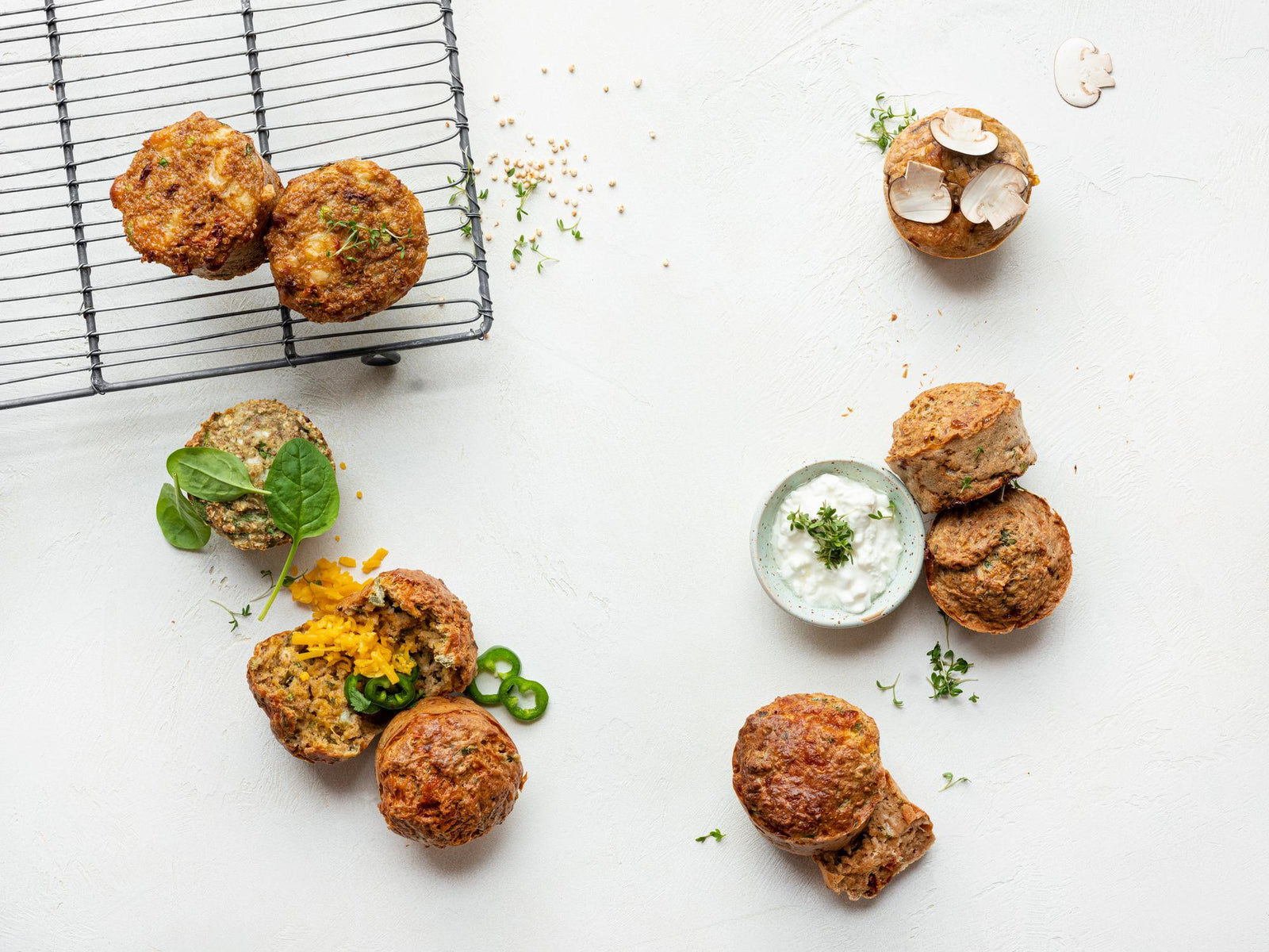 Muffins mit Spinat und Cottage-Käse