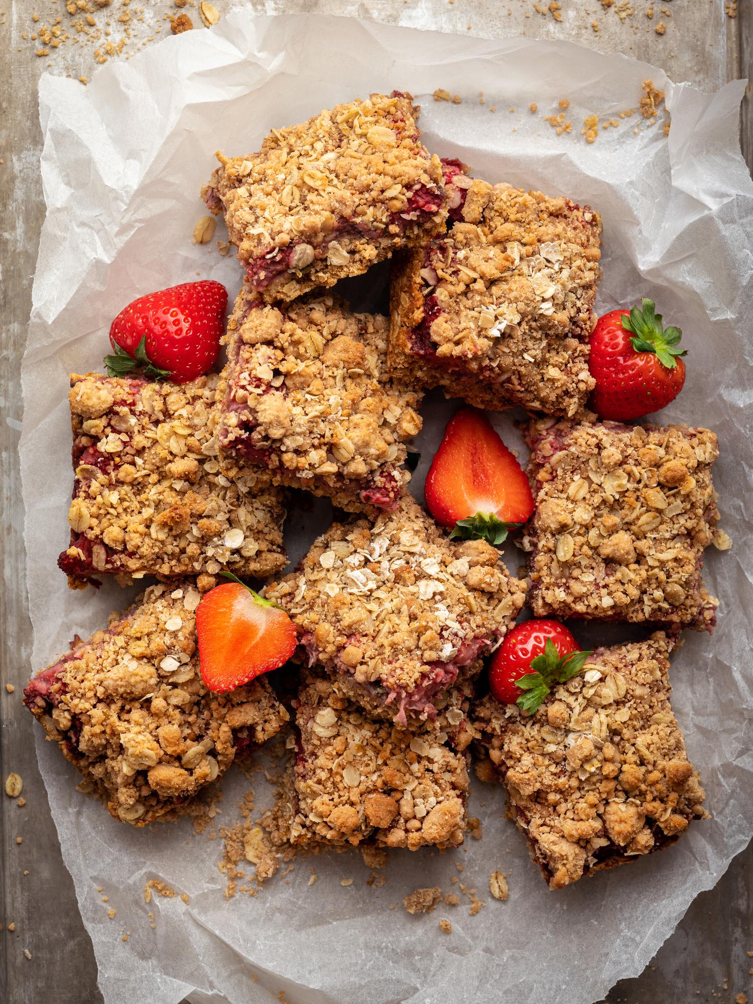 Haferschnitten mit Erdbeeren