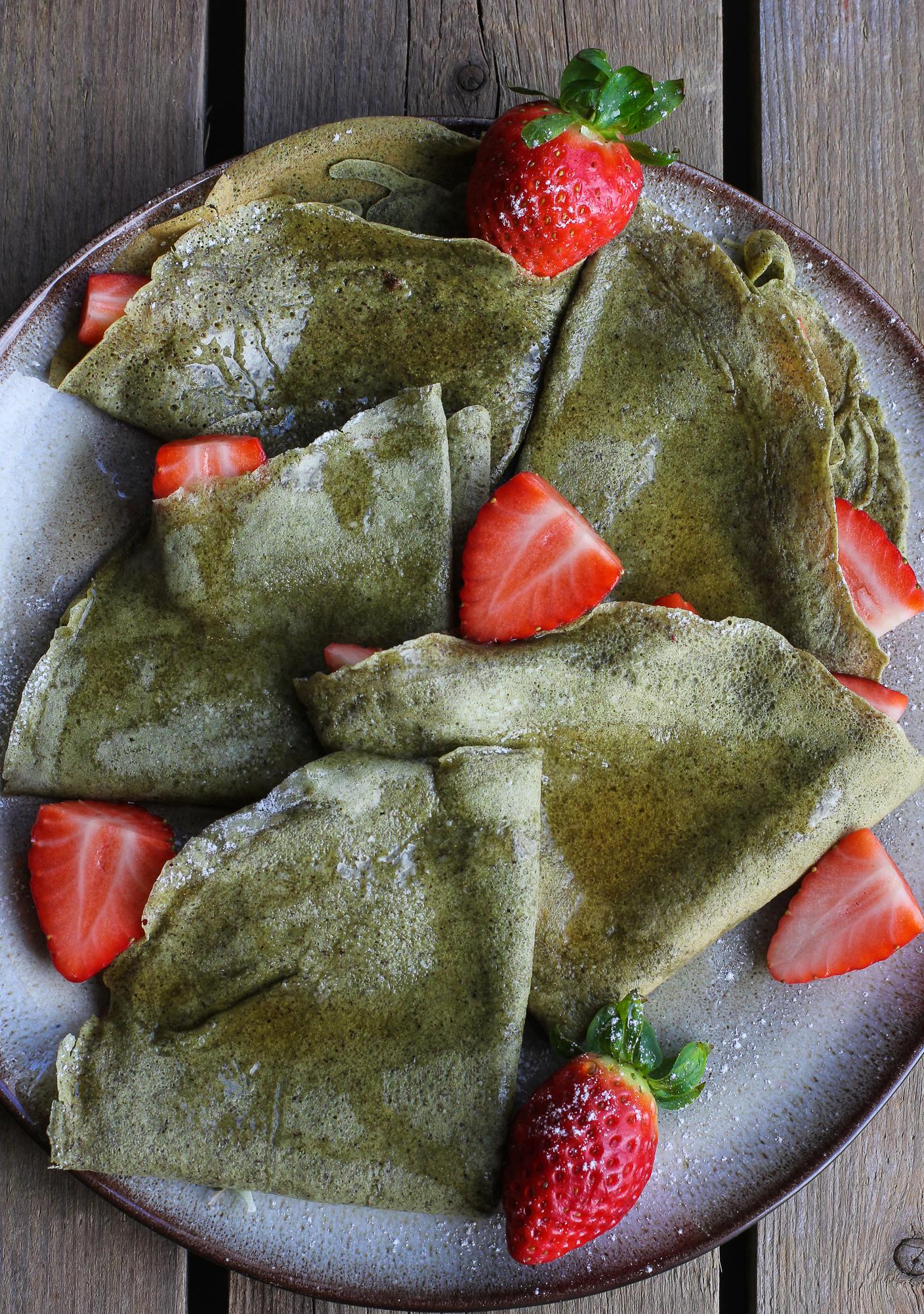 Pfannkuchen mit Matcha-Tee