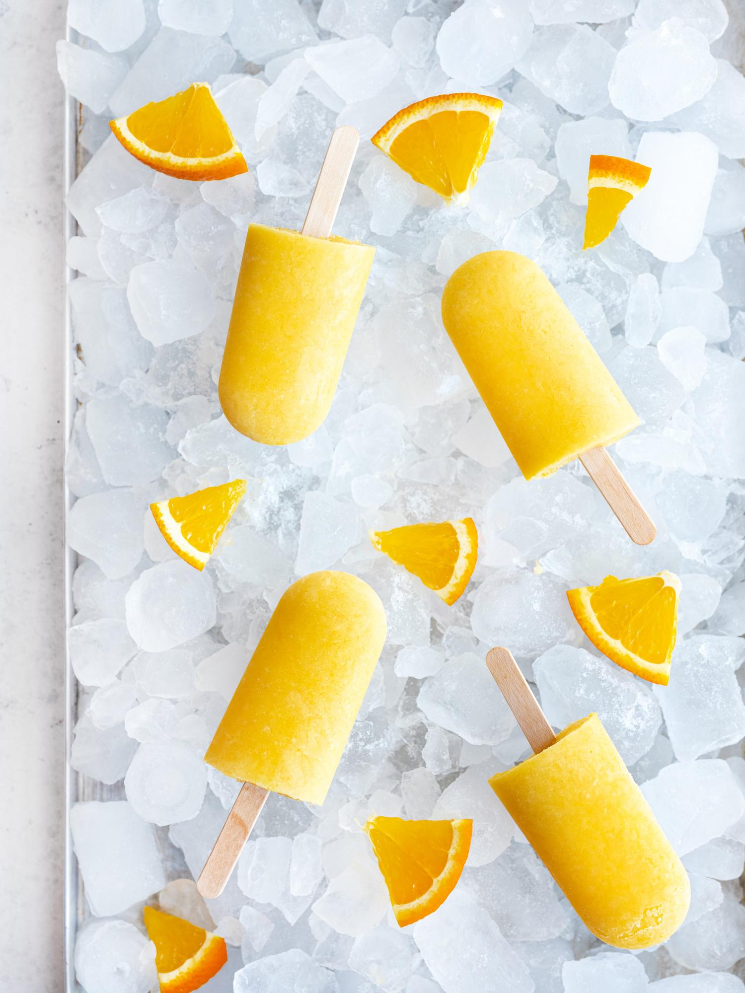 Orangen-Eis am Stiel