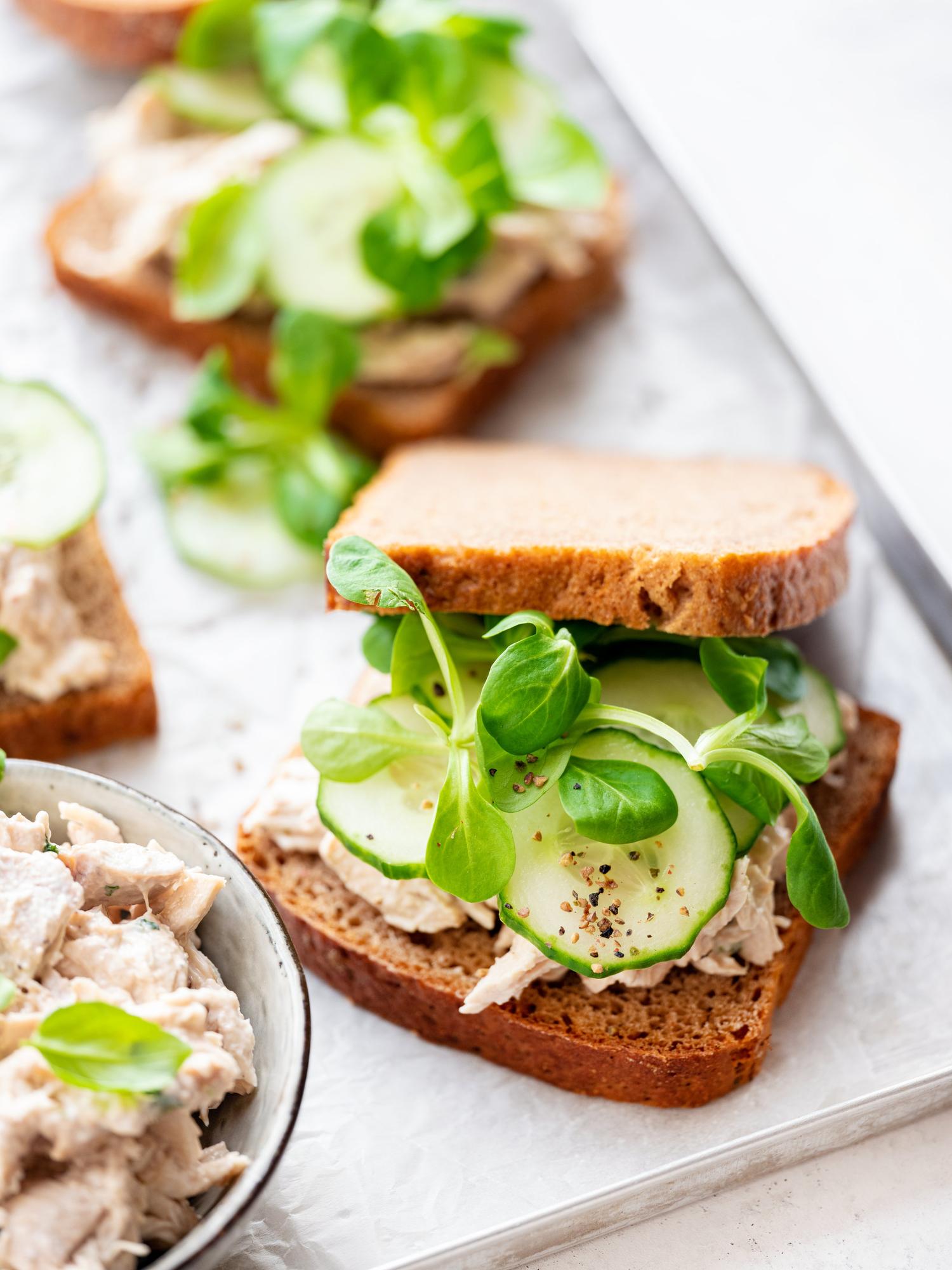 Sandwich mit gerupftem Putenfleisch