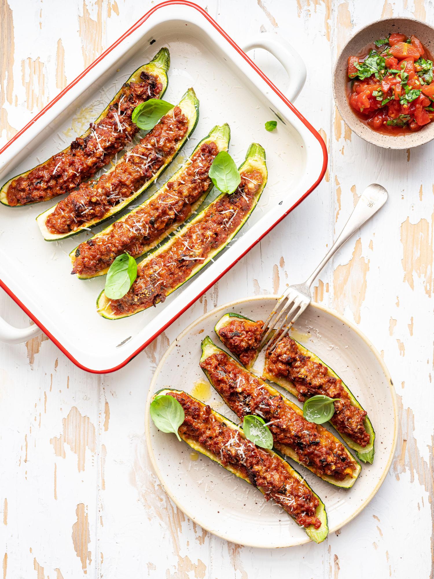 Überbackene Zucchini mit Hackfleisch