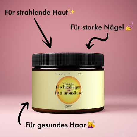 Hydrolisiertes Fischkollagen mit Hyaluronsäure und Vitamine E und C (Mangogeschmack)
