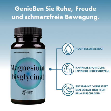 Magnesiumbisglycinat Premium: Chelatiertes Magnesium – 90 Kapseln, vegan, hochdosiert